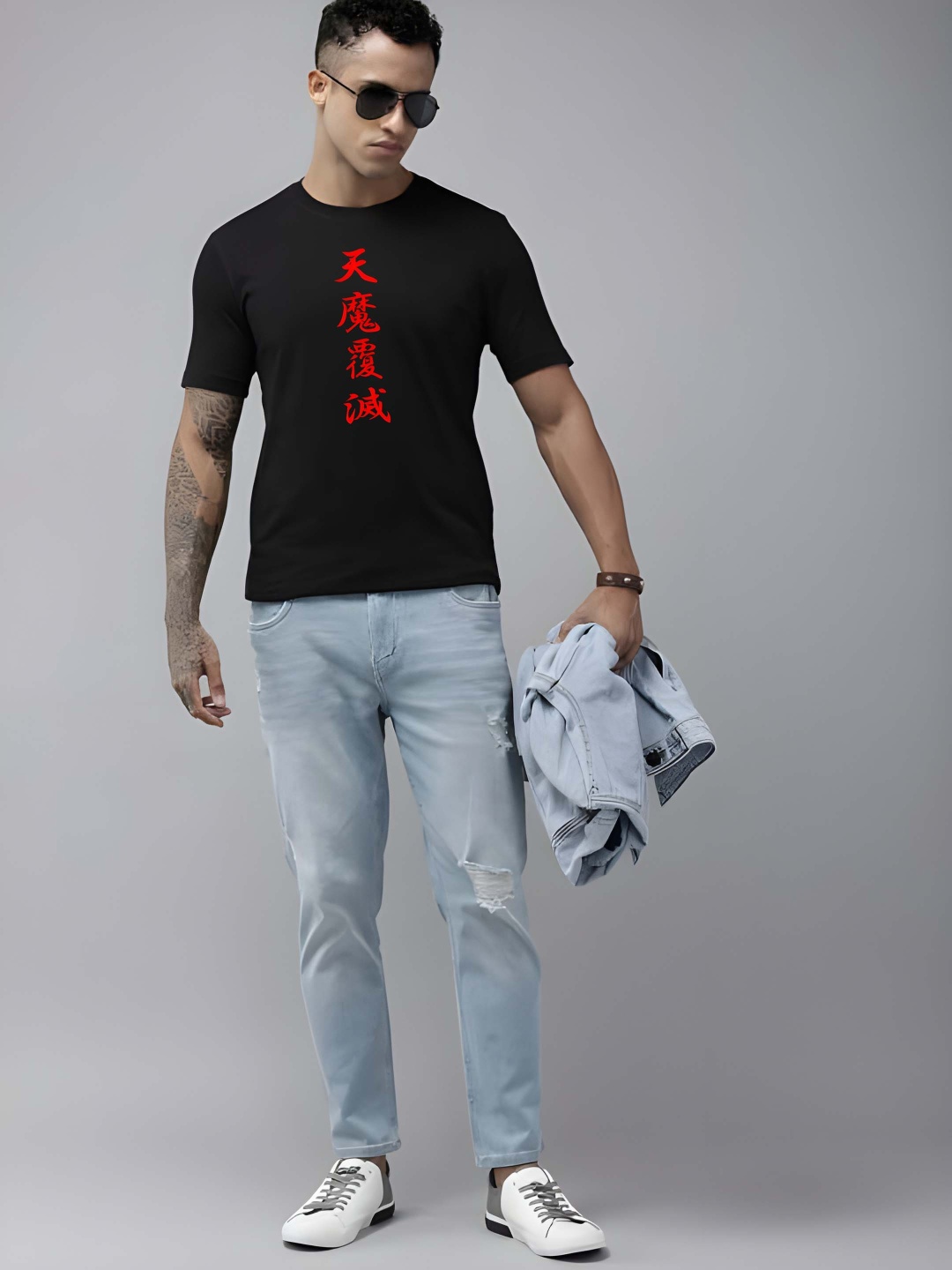 

Krimmple Men Pure Cotton T-shirt, Black