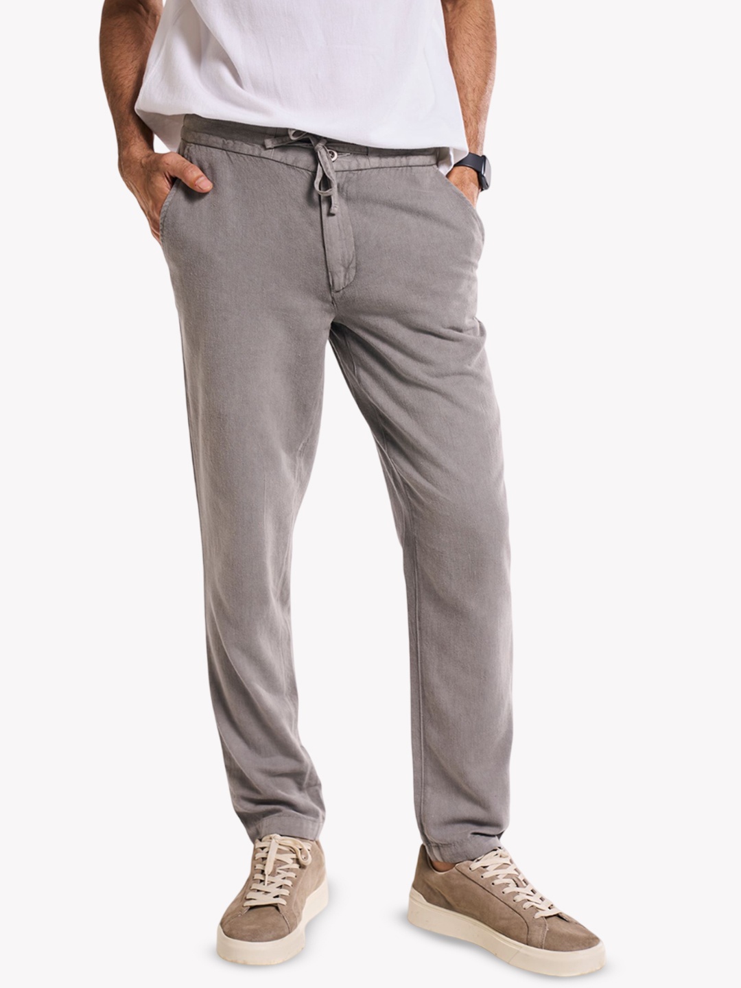 

Terra Luna CRUX Men Cotton Tailored Slim Fit Chinos Trousers, Grey