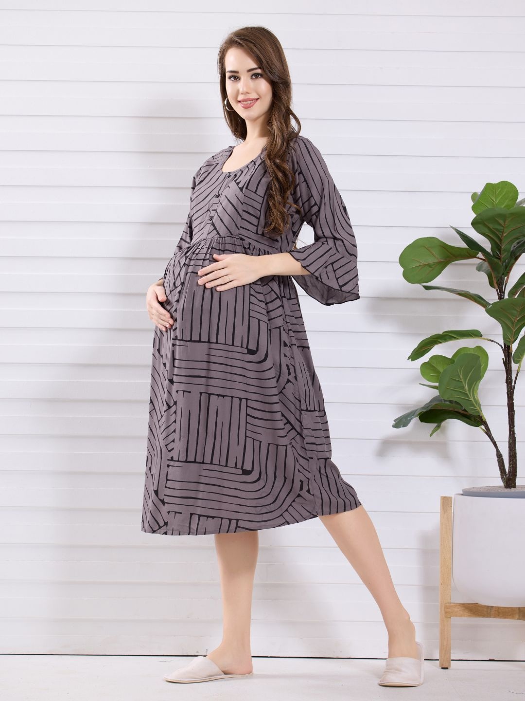 

Arela Printed Nightdress, Purple