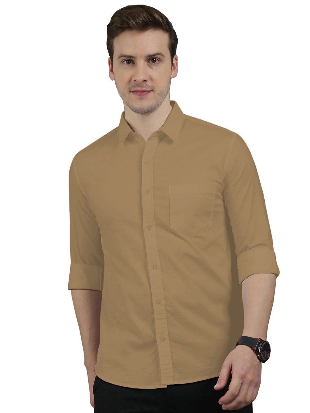 

BAESD Men Standard Slim Fit Opaque Casual Shirt, Cream