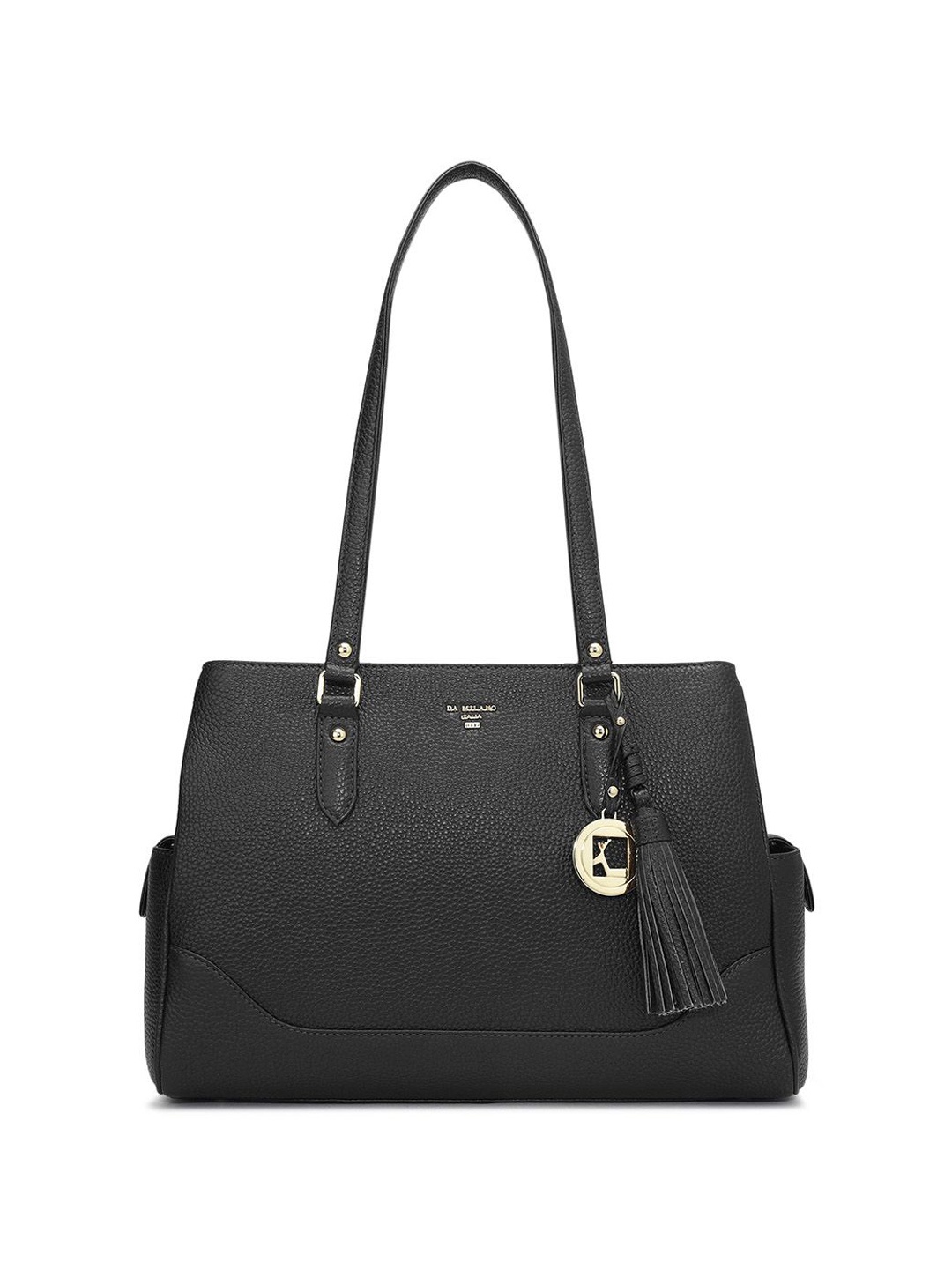

Da Milano Women Textured Shopper Leather Tote Bag, Black
