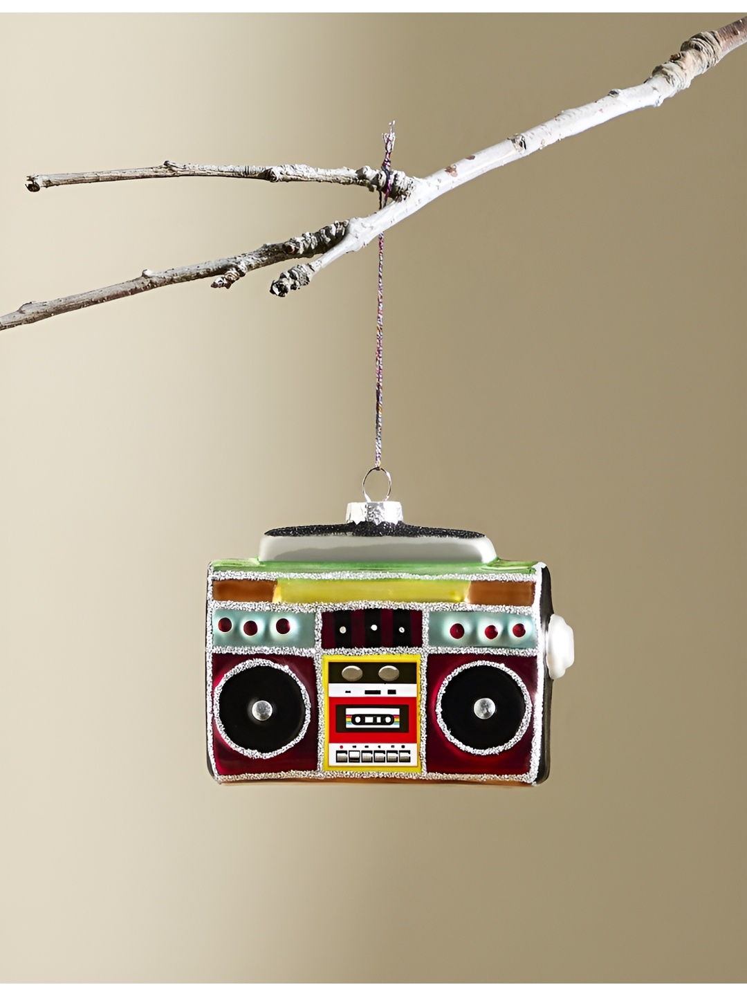 

Marks & Spencer Red and Yellow Glass Boom Box Hanging Decoration