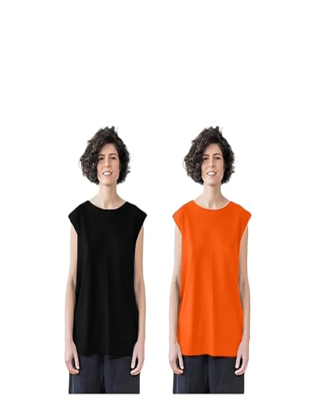 

NOTWILD Women Pack Of 2 Solid Round Neck Cotton T-shirts, Orange