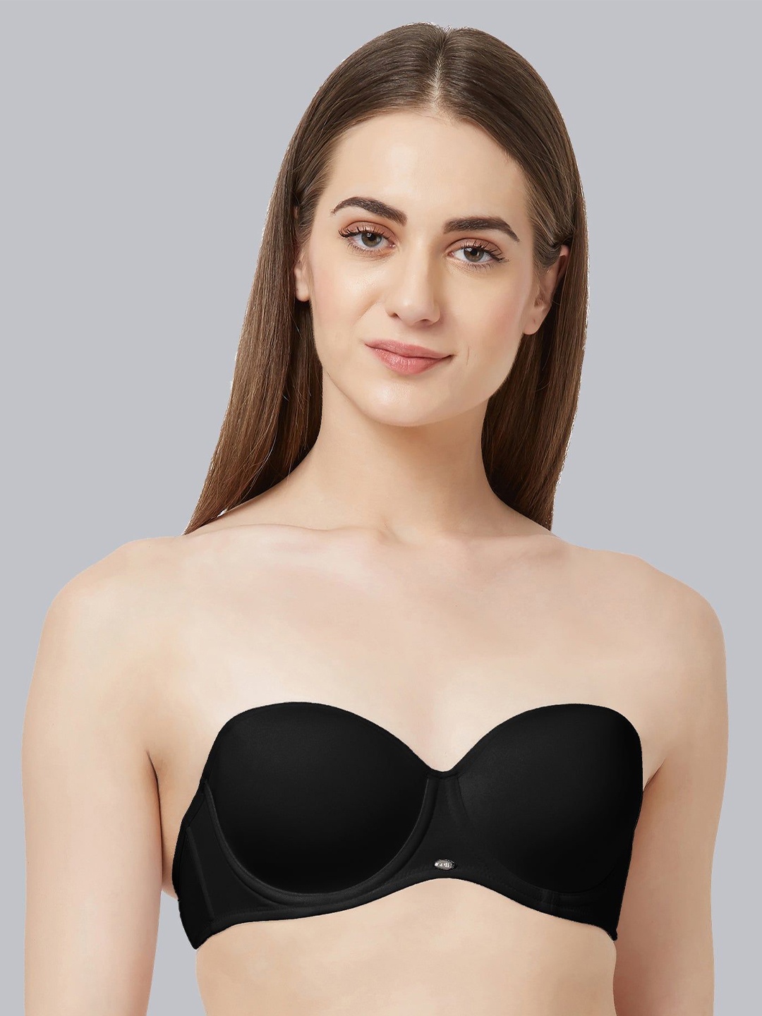 

Soie Women Medium Coverage Underwired Lightly Padded Plunge Bra With Detachable Straps, Black