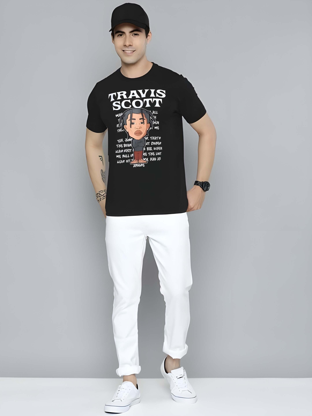 

BOWLIFESTYLE Men Pure Cotton T-shirt, Black