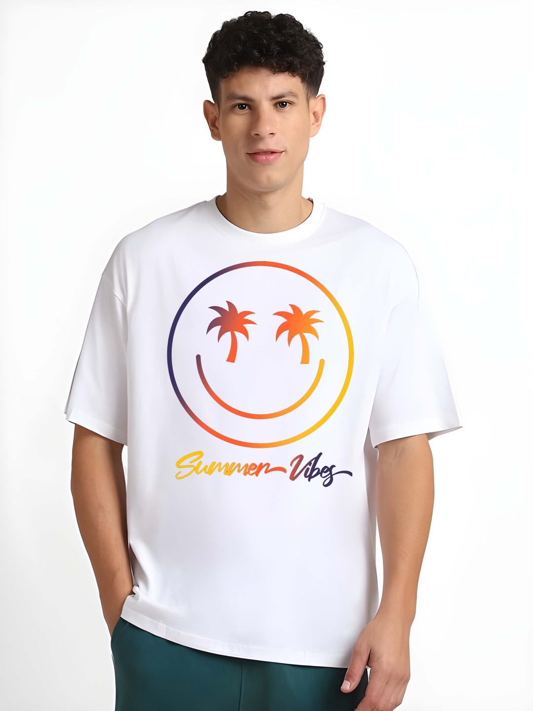 

BOWLIFESTYLE Men Graphic Printed Round Neck Cotton Relaxed Fit T-shirt, White