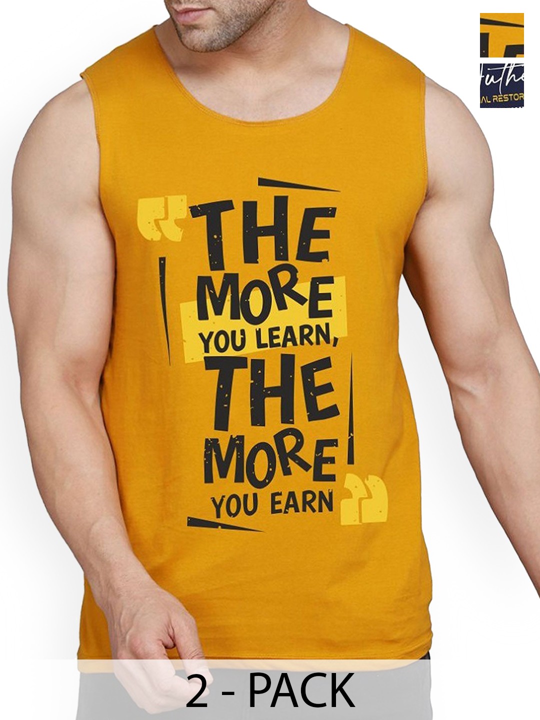 

Woostro Pack Of 2 Printed Cotton Gym Vests RS26 CMB (MORE MUSTARD) (98 NAVY)