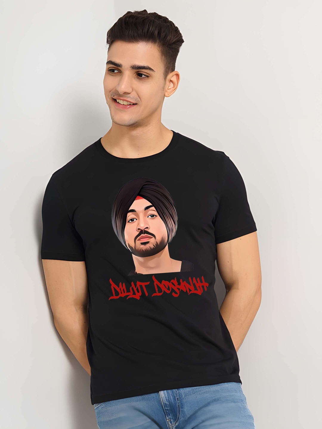 

Krimmple Men Drop-Shoulder Sleeves Pure Cotton T-shirt, Black