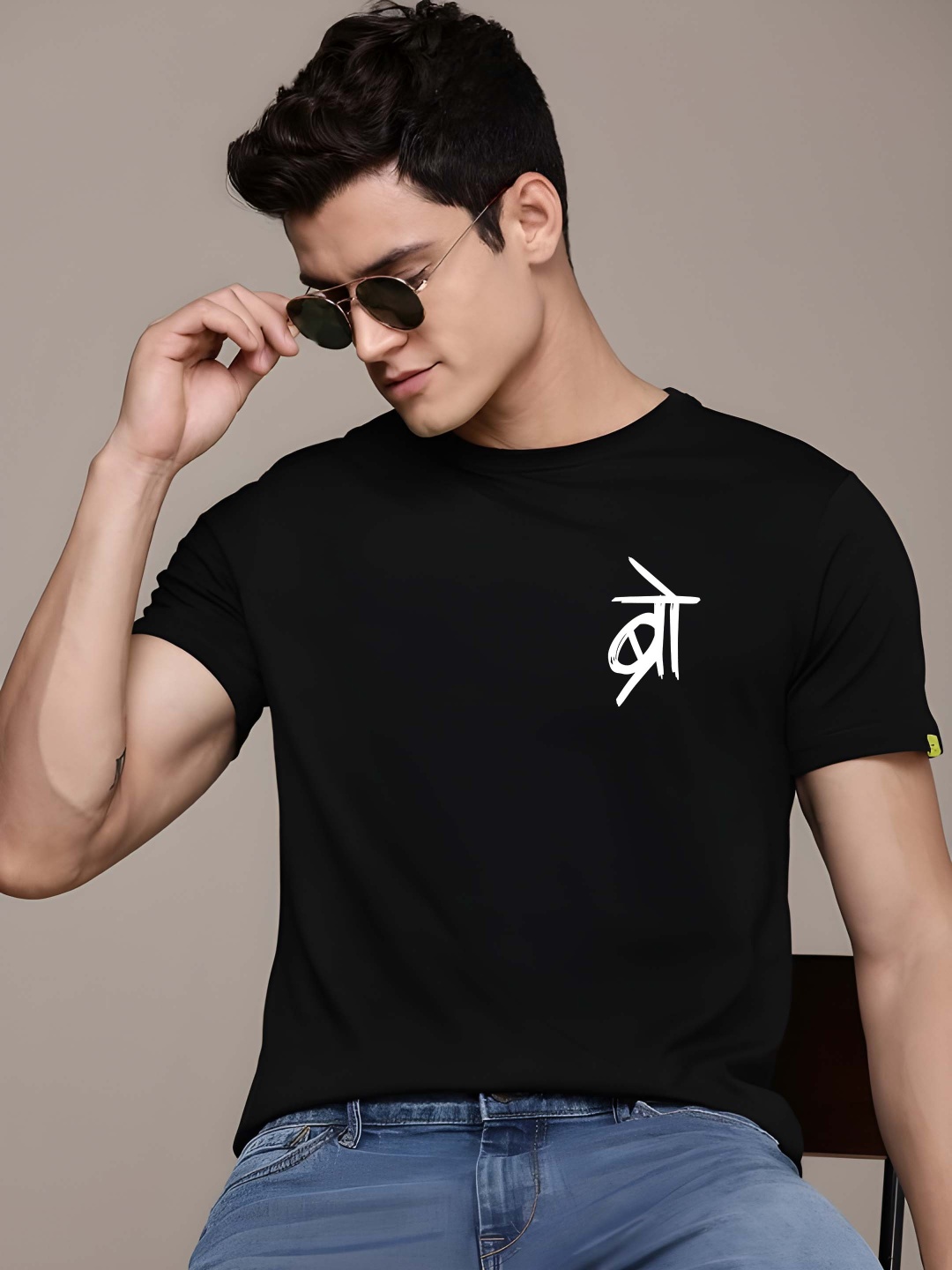 

BOWLIFESTYLE Men Pure Cotton T-shirt, Black