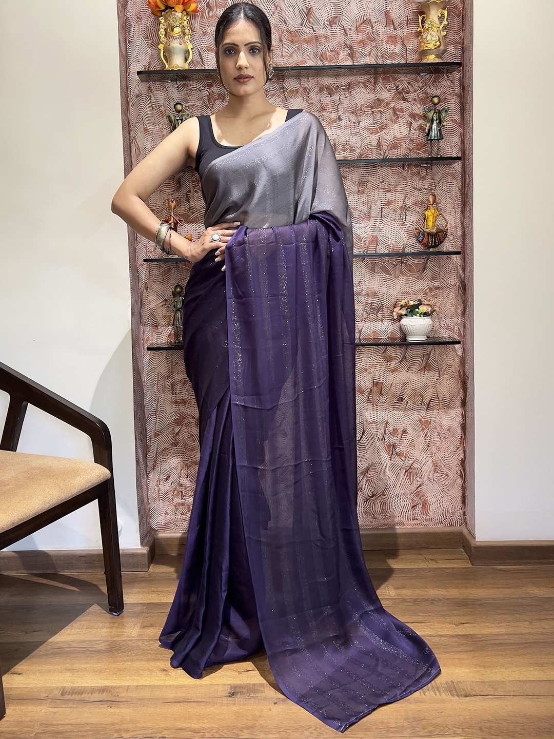 

bansari textiles Ombre Kota Saree, Purple