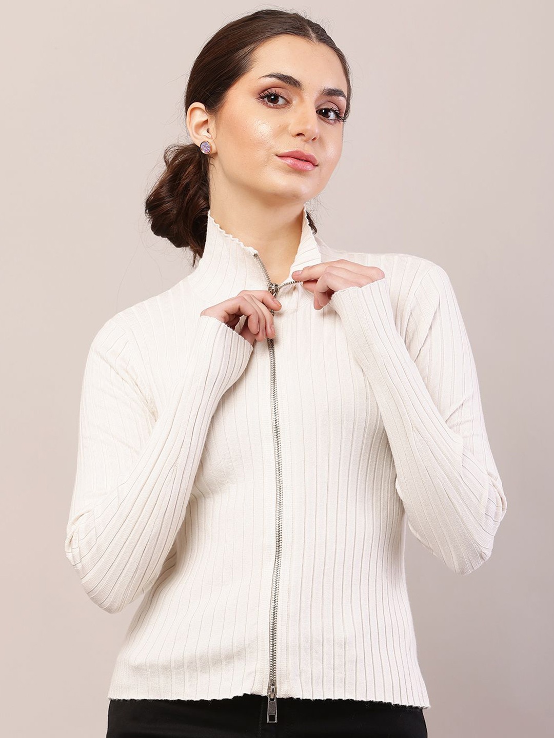 

NoBarr Women Front-Open Sweater, White