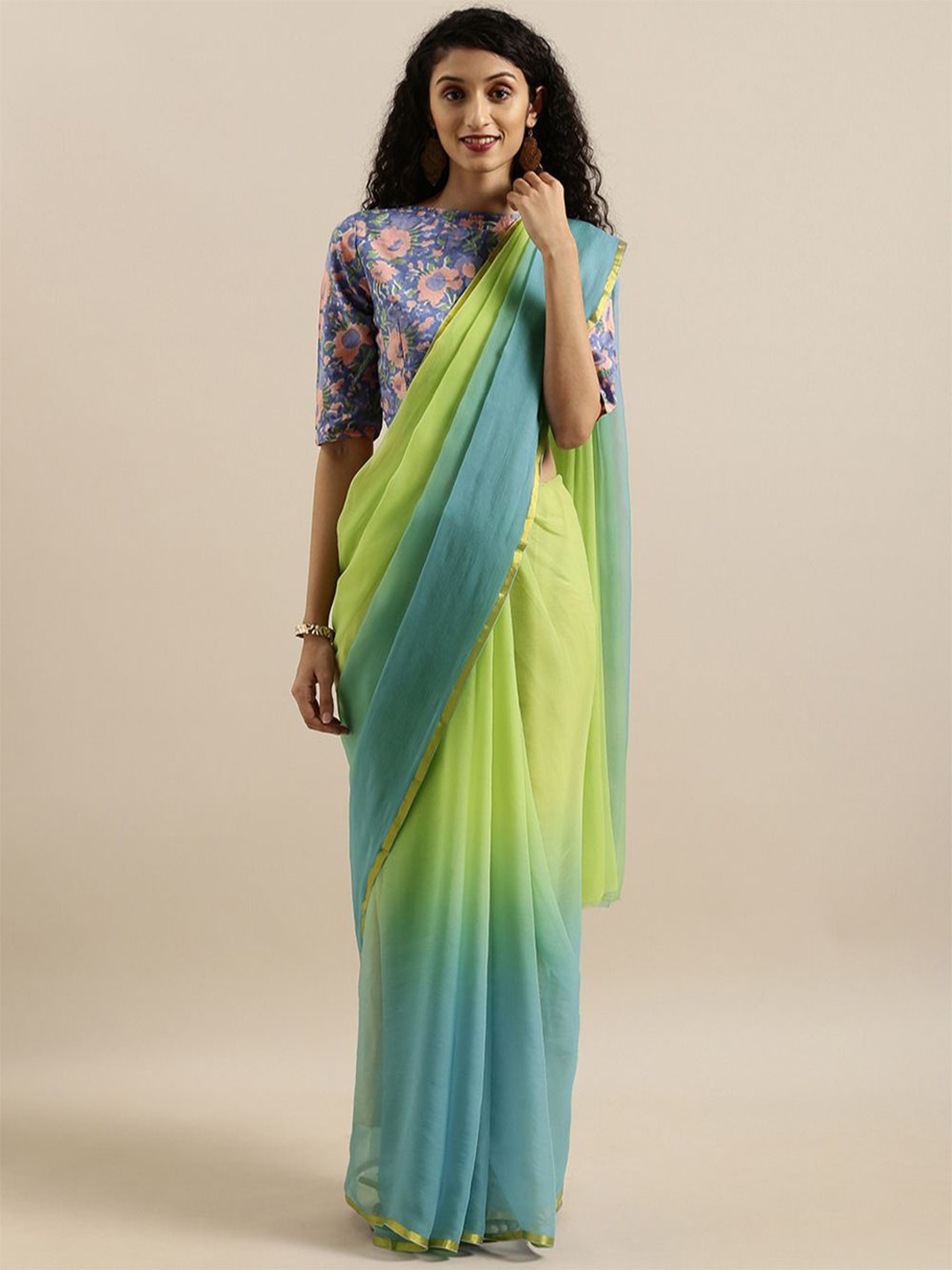

Geroo Luxe Women Ombre Saree, Green