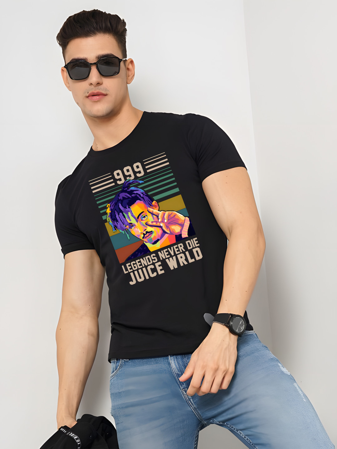 

BOWLIFESTYLE Men Pure Cotton T-shirt, Black