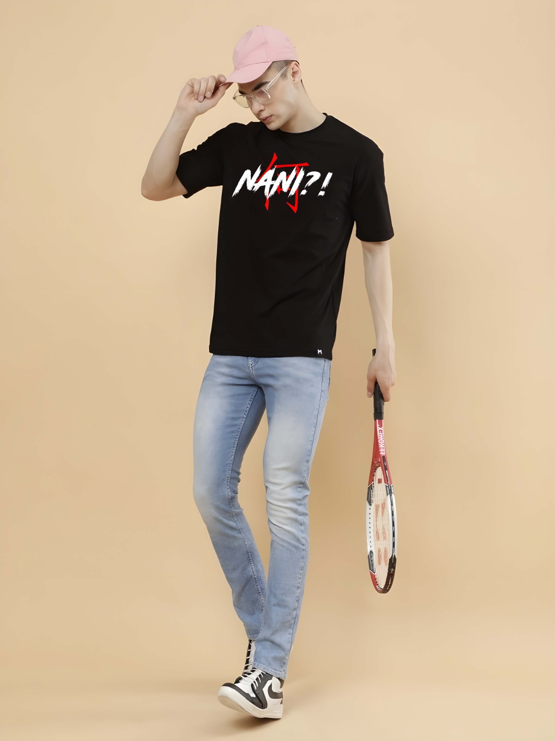 

Krimmple Men Drop-Shoulder Sleeves Pure Cotton T-shirt, Black