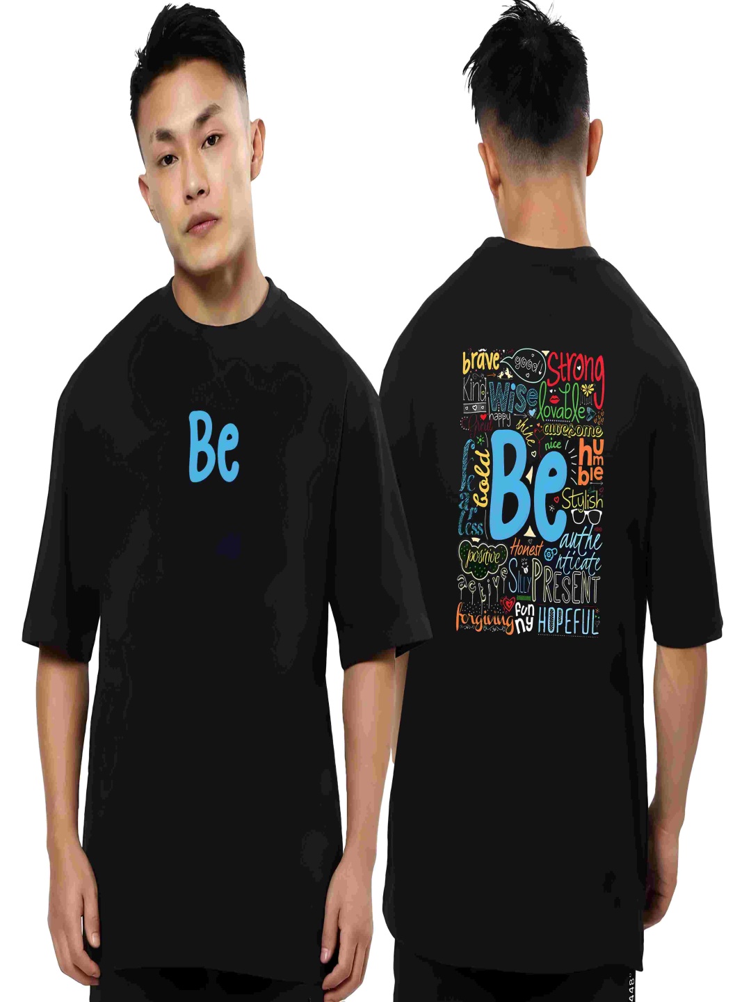 

BOWLIFESTYLE Men Drop-Shoulder Sleeves Pure Cotton T-shirt, Black