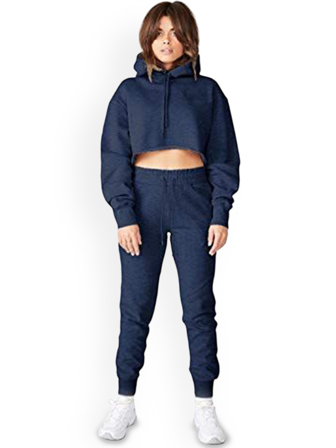 

NOTWILD Women Cotton Hooded Tracksuit, Navy blue