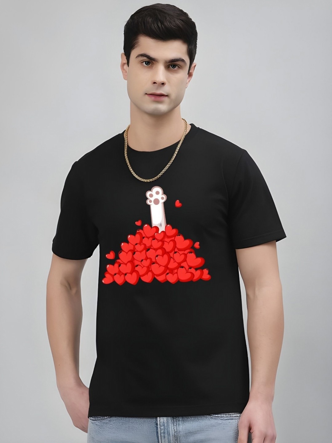 

Krimmple Men Graphic Printed Round Neck Cotton T-shirt, Black