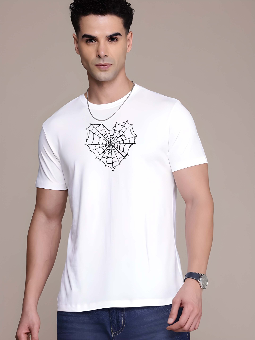 

BOWLIFESTYLE Men Pure Cotton T-shirt, White