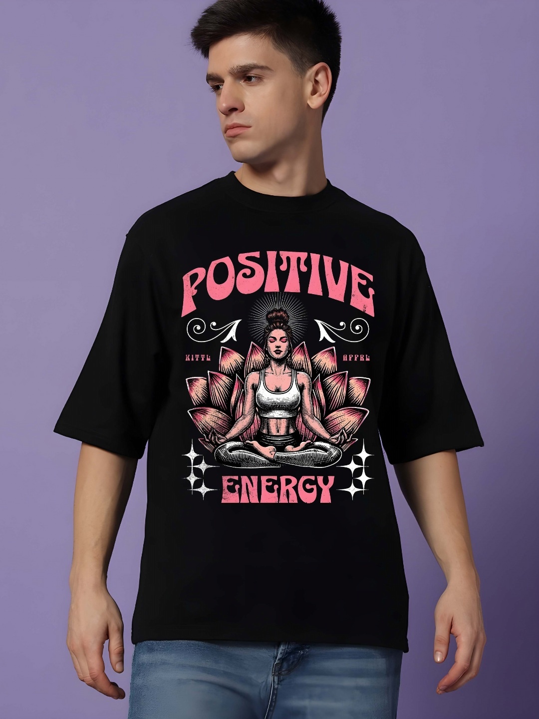 

Krimmple Men Graphic Printed Round Neck Cotton Relaxed Fit T-shirt, Black