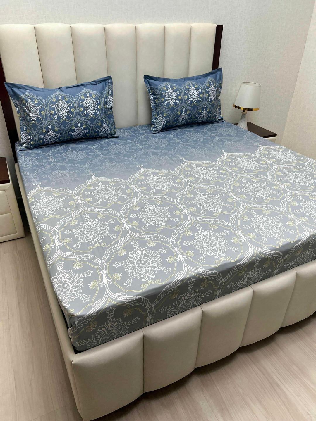 

Pure Decor Cotton King Size Double Bed Bedsheet With 2 Pillow Covers 2.74m X 2.74m, Blue