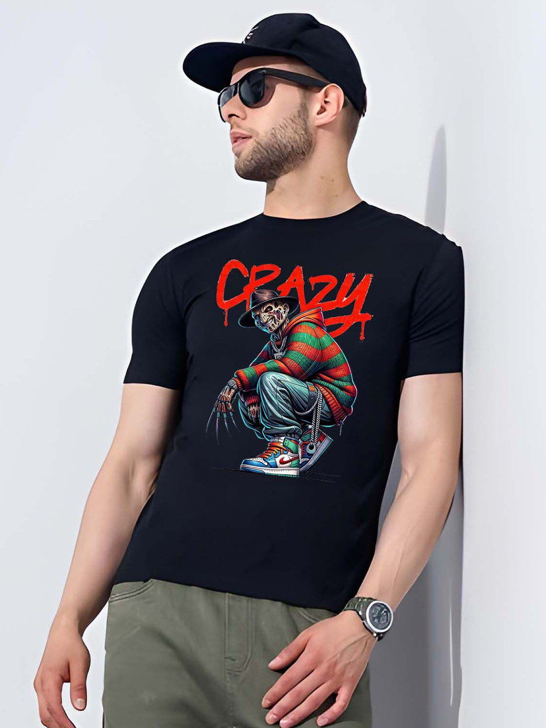 

Moda Rapido Men Typography Printed Round Neck Cotton Slim Fit T-shirt, Black