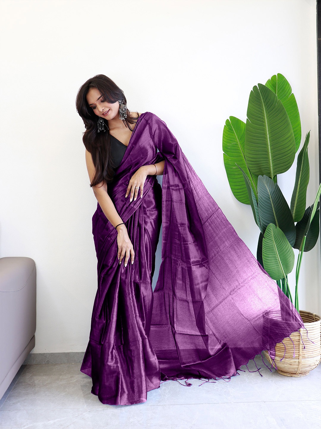 

Anouk Tissue Saree, Magenta