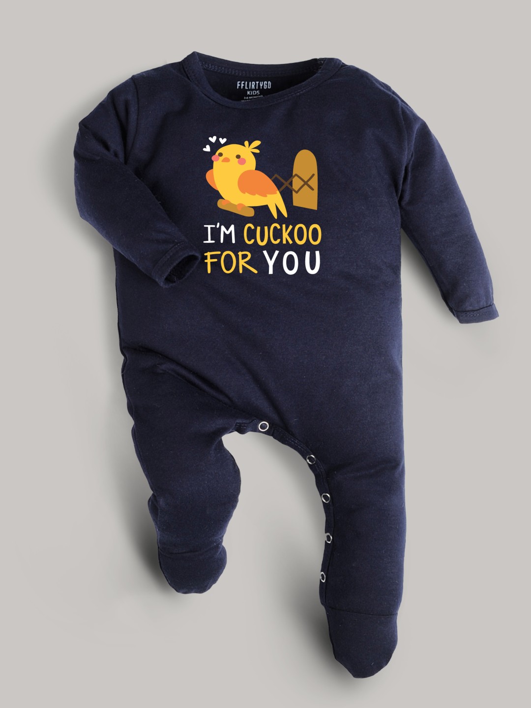 

FFLIRTYGO Infants Valentine Day Printed Cotton Sleepsuit, Navy blue