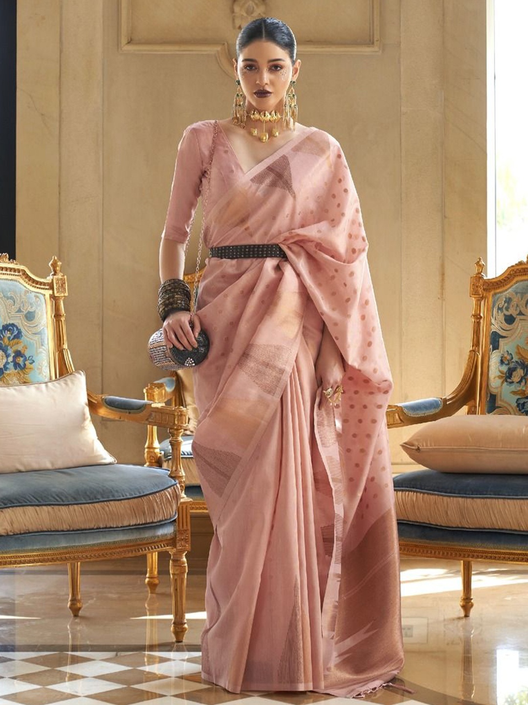 

Anouk Woven Design Zari Banarasi Saree, Pink