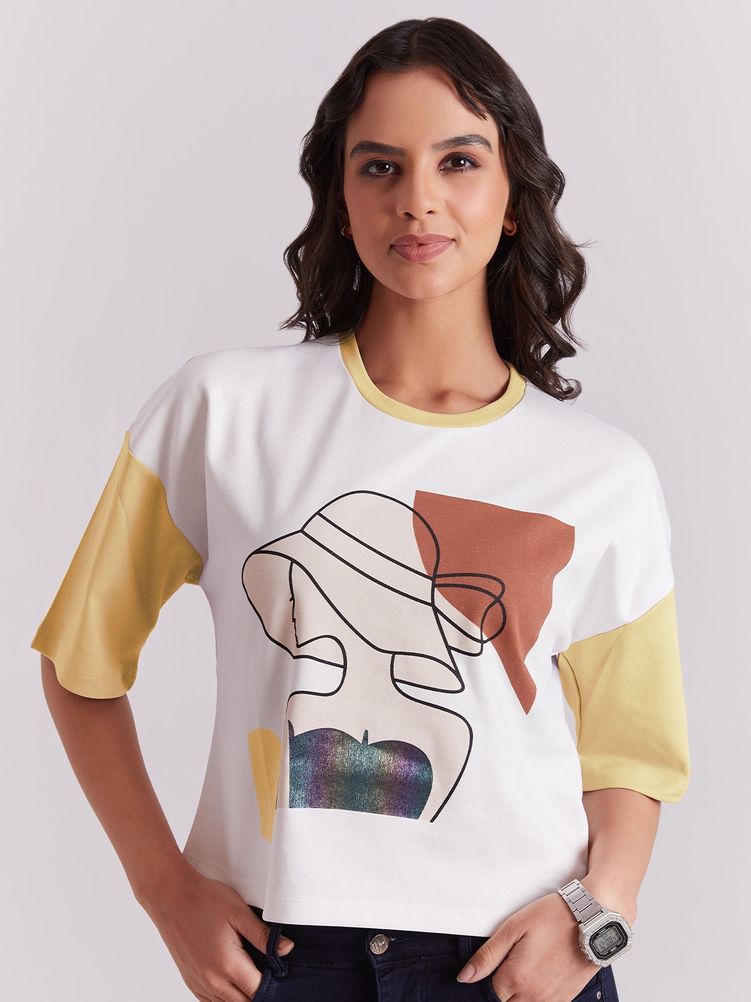 

BerryBird Baggy Loose Fit Drop Shoulder Round Neck Printed Cotton Oversized T-Shirts, Green