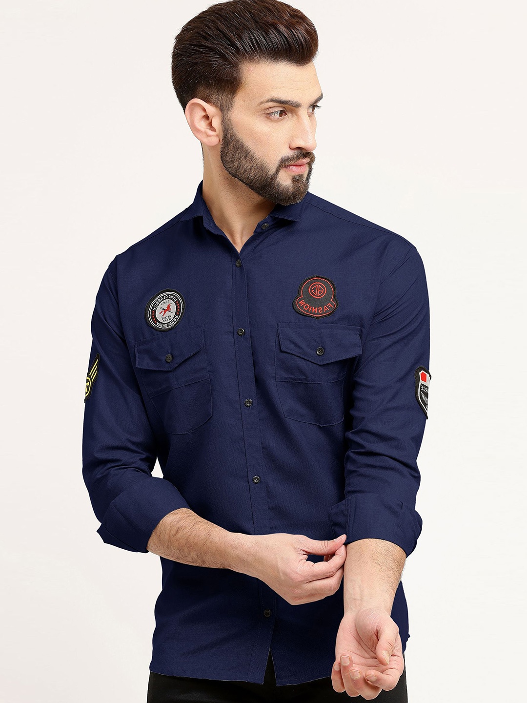 

WOXEN Men Original Opaque Casual Shirt, Navy blue