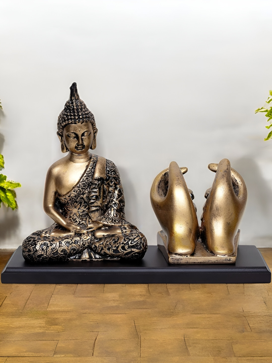 

VIVARS CRAFT Gold-Toned & Black Buddha Idol Showpiece