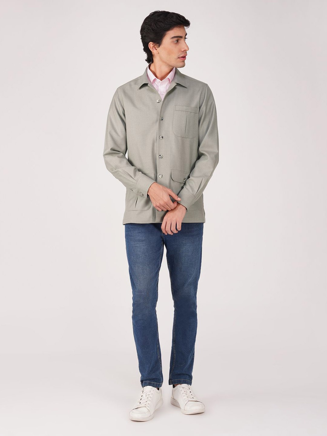 

FASHION FORMAL Men Classic Fit Spread Collar Solid Cotton Casual Shirt, Grey