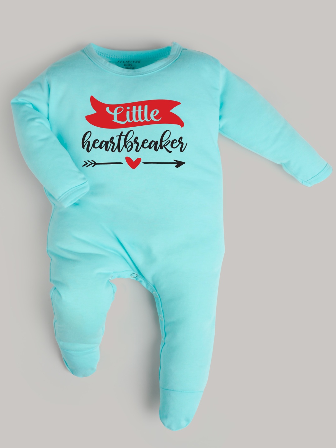 

FFLIRTYGO Infants Valentine day Printed Cotton Sleepsuit, Turquoise blue