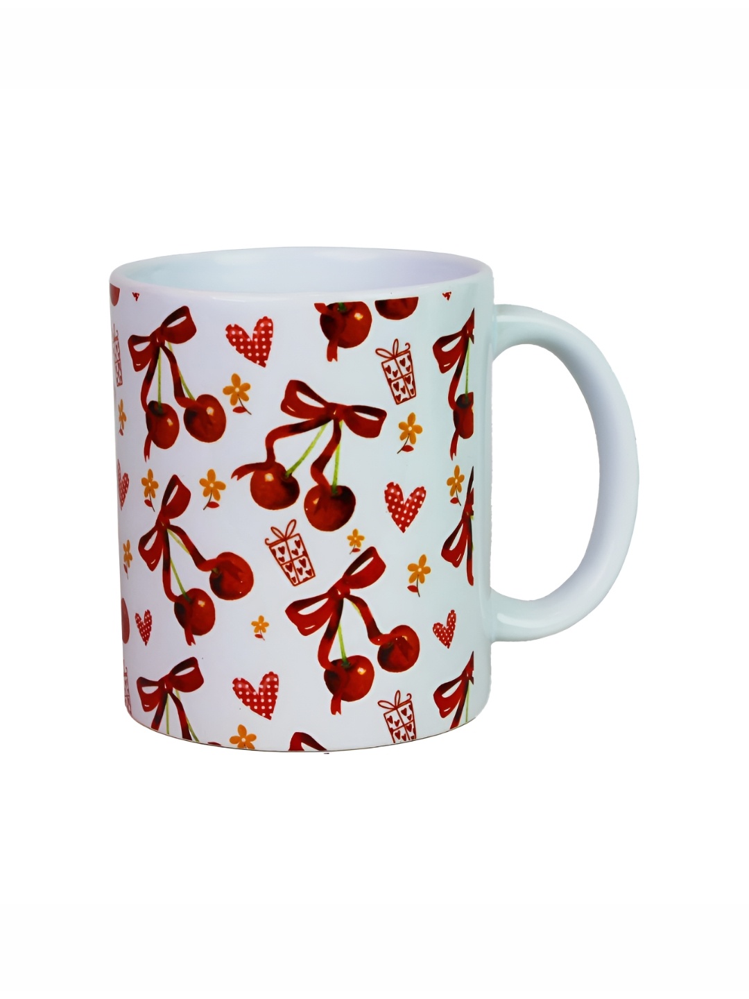 

KOLOROBIA White & Red Love in Bloom Printed Ceramic Mug-325 ml
