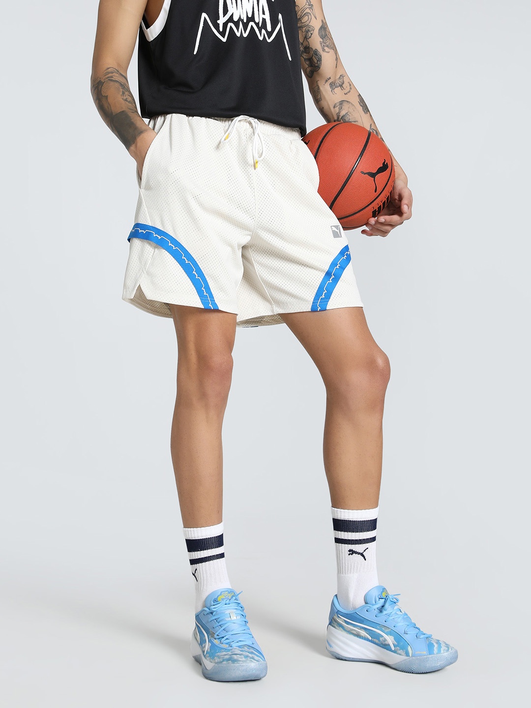 

Puma Dress Code Jawline Relaxed Fit Basketball Shorts, Cream