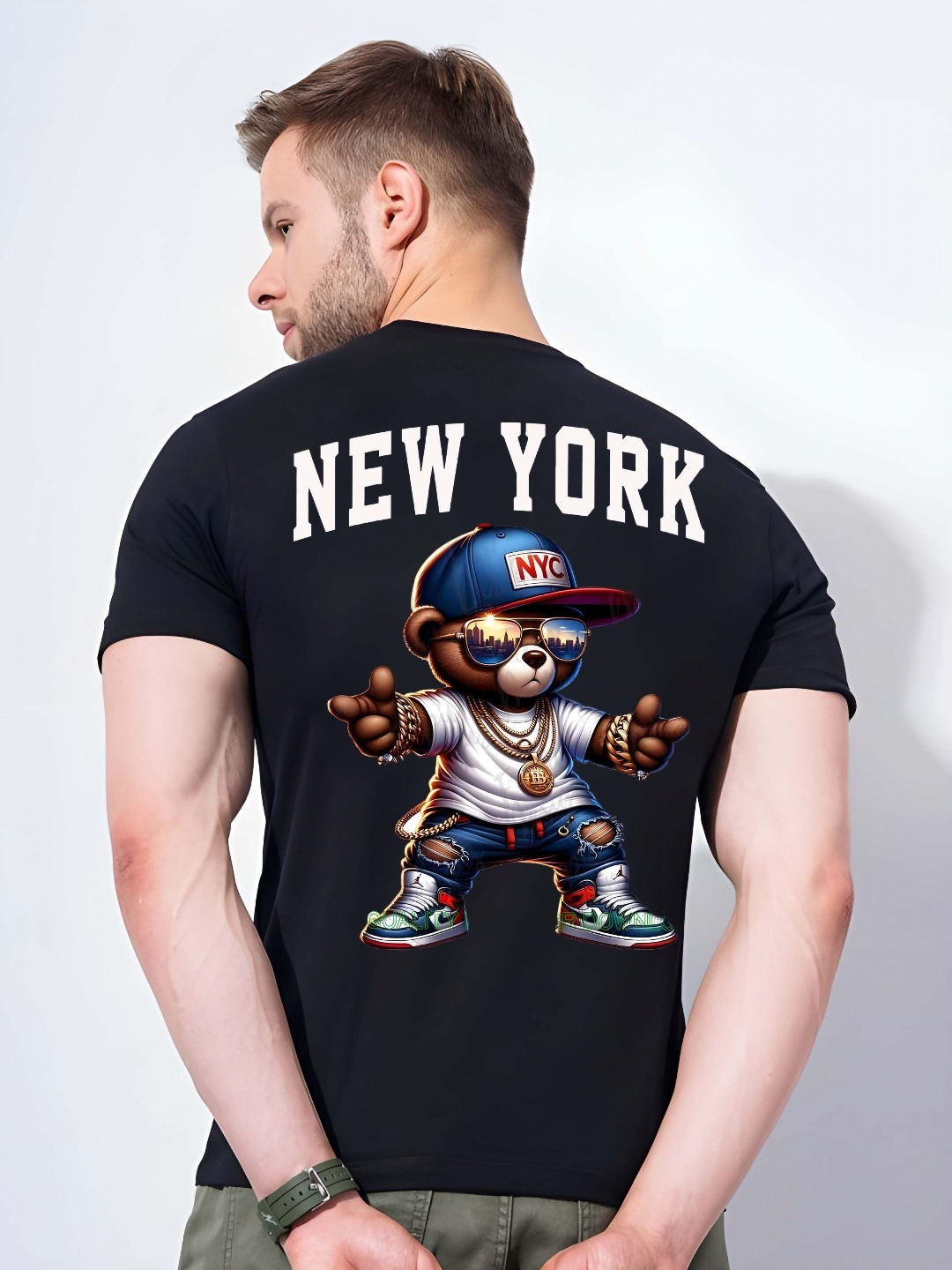 

Moda Rapido Men Typography Printed Round Neck Cotton Slim Fit T-shirt, Black