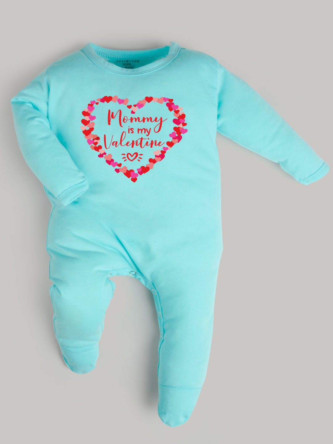 

FFLIRTYGO Infants Valentine day Cotton Sleepsuit, Turquoise blue