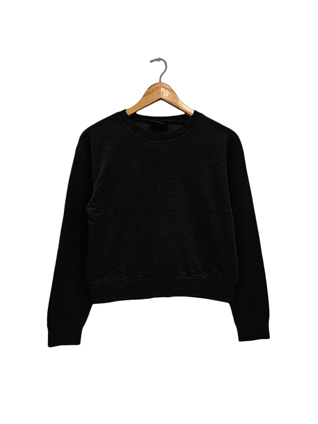 

NOTWILD Women Round Neck Crop Sweatshirt, Black