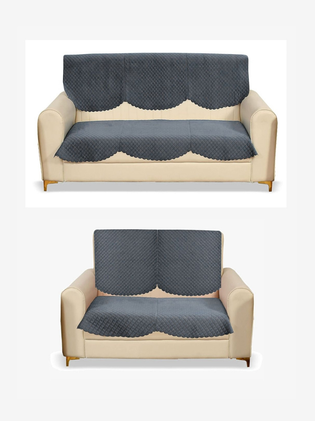 

Fashion Throw Grey Velvet 4 Piece Sofa Cover