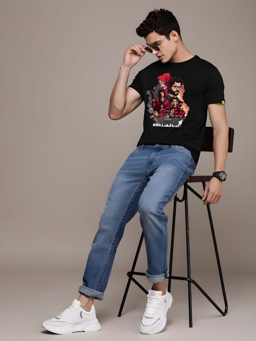 

BOWLIFESTYLE Men Pure Cotton T-shirt, Black