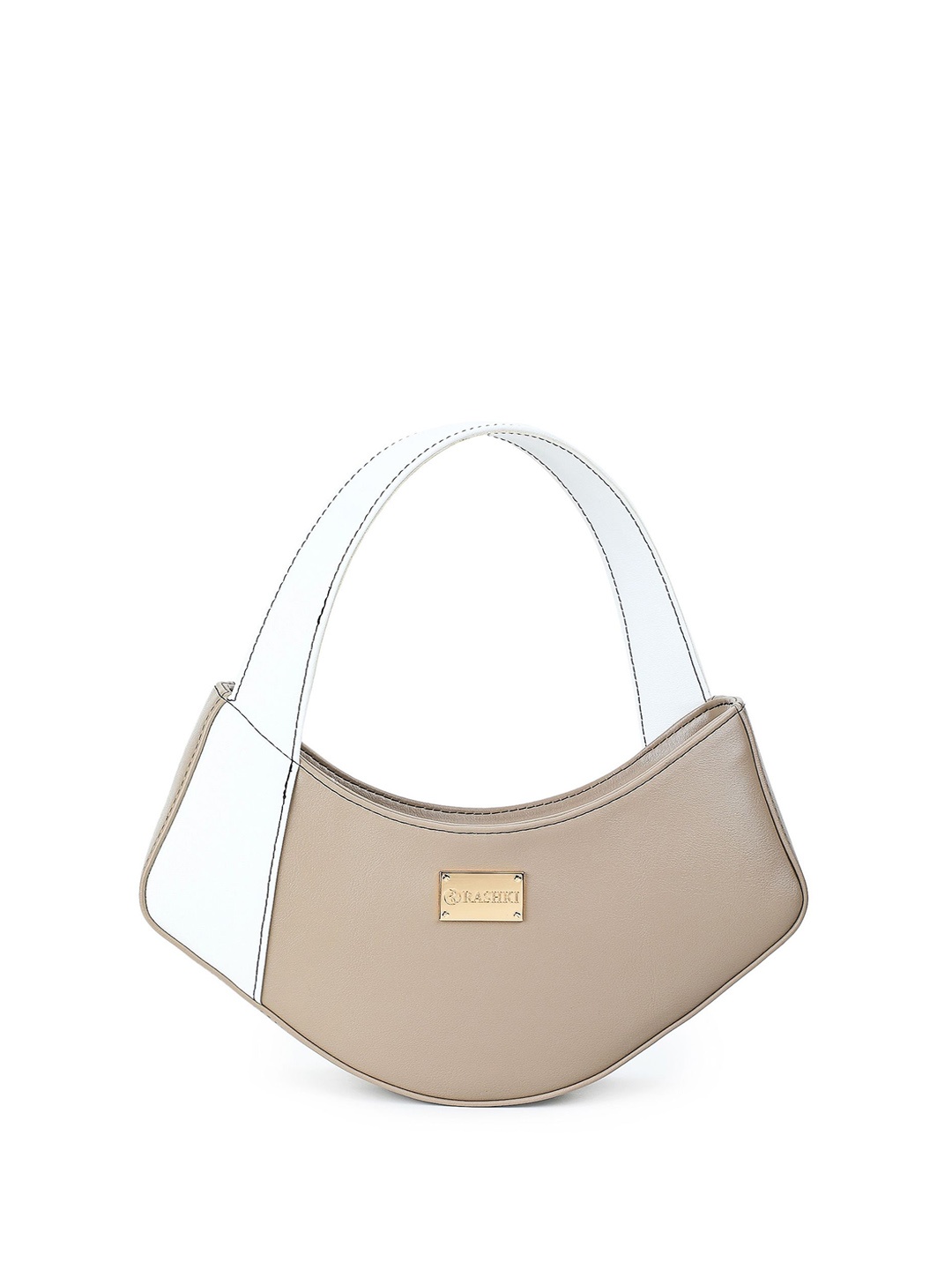 

RASHKI Women Colourblocked Structured Hobo Bag, Beige