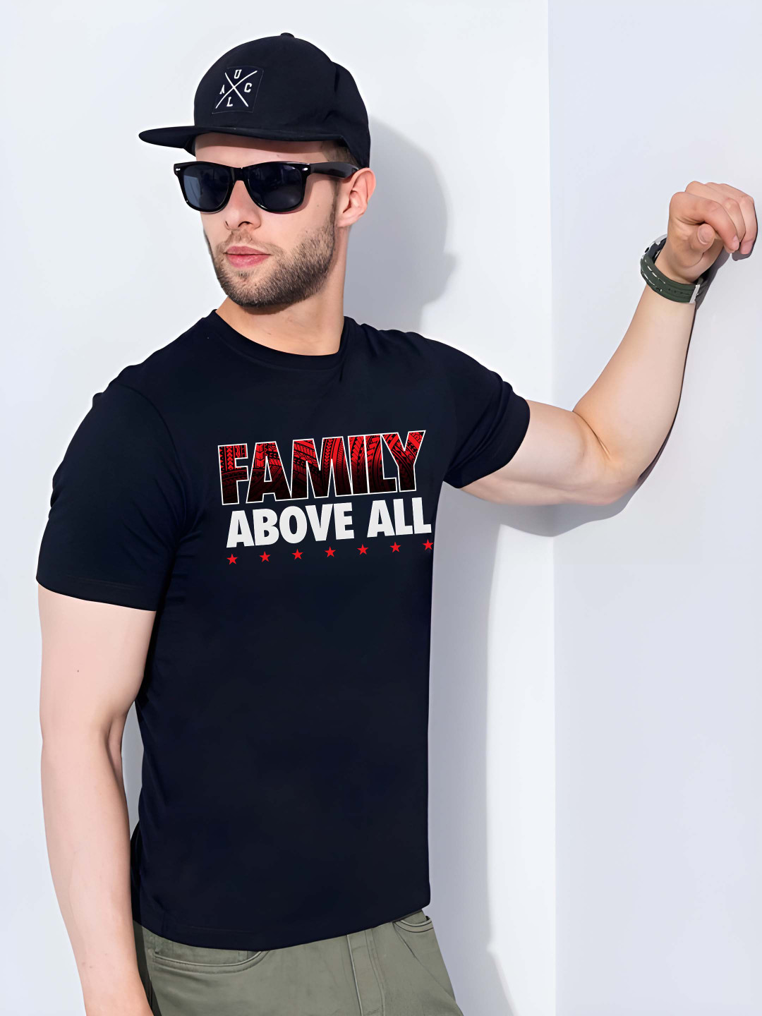 

Krimmple Men Pure Cotton T-shirt, Black