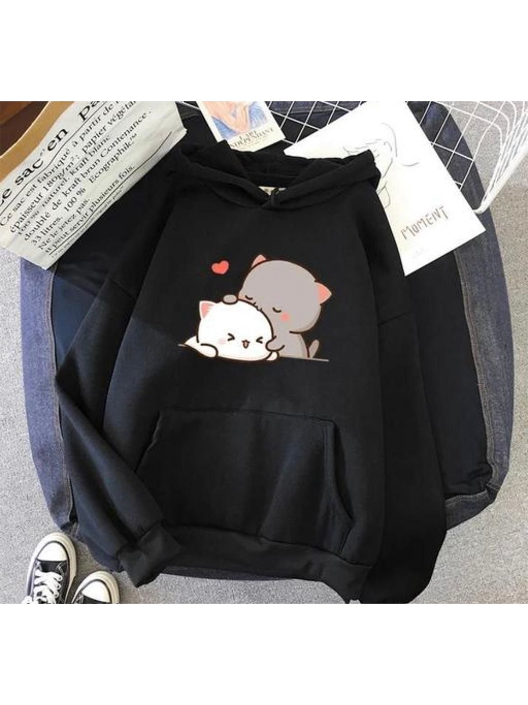 

FLEEPSHORT COLLECTION Kids Printed Hooded Sweatshirt, Black
