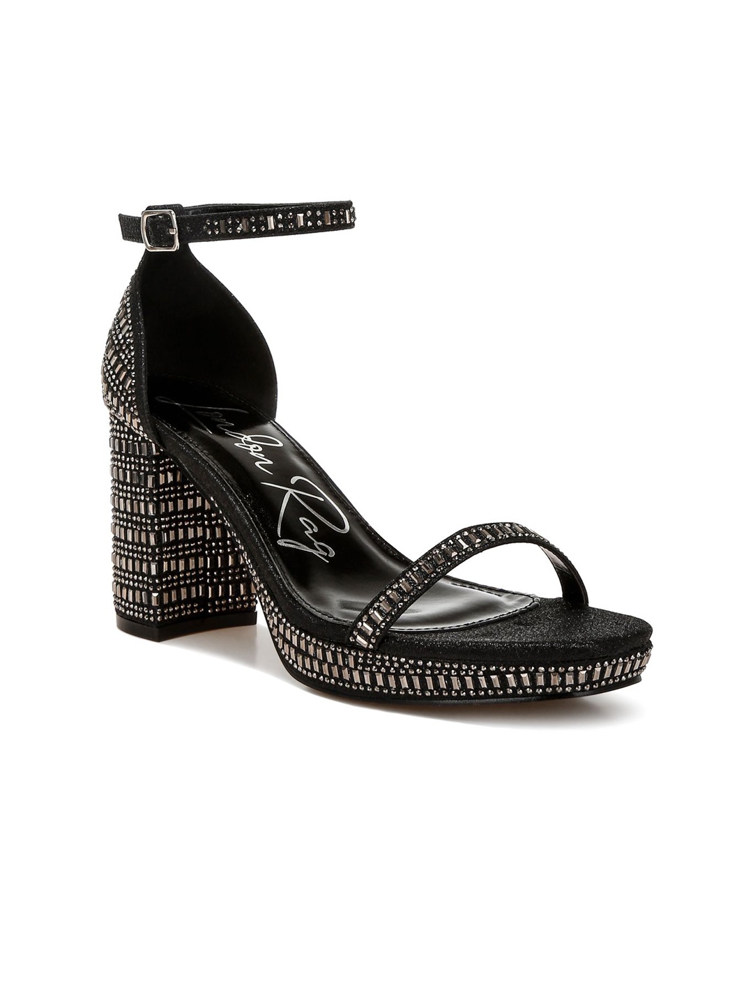 

London Rag Embellished Block Pumps, Black