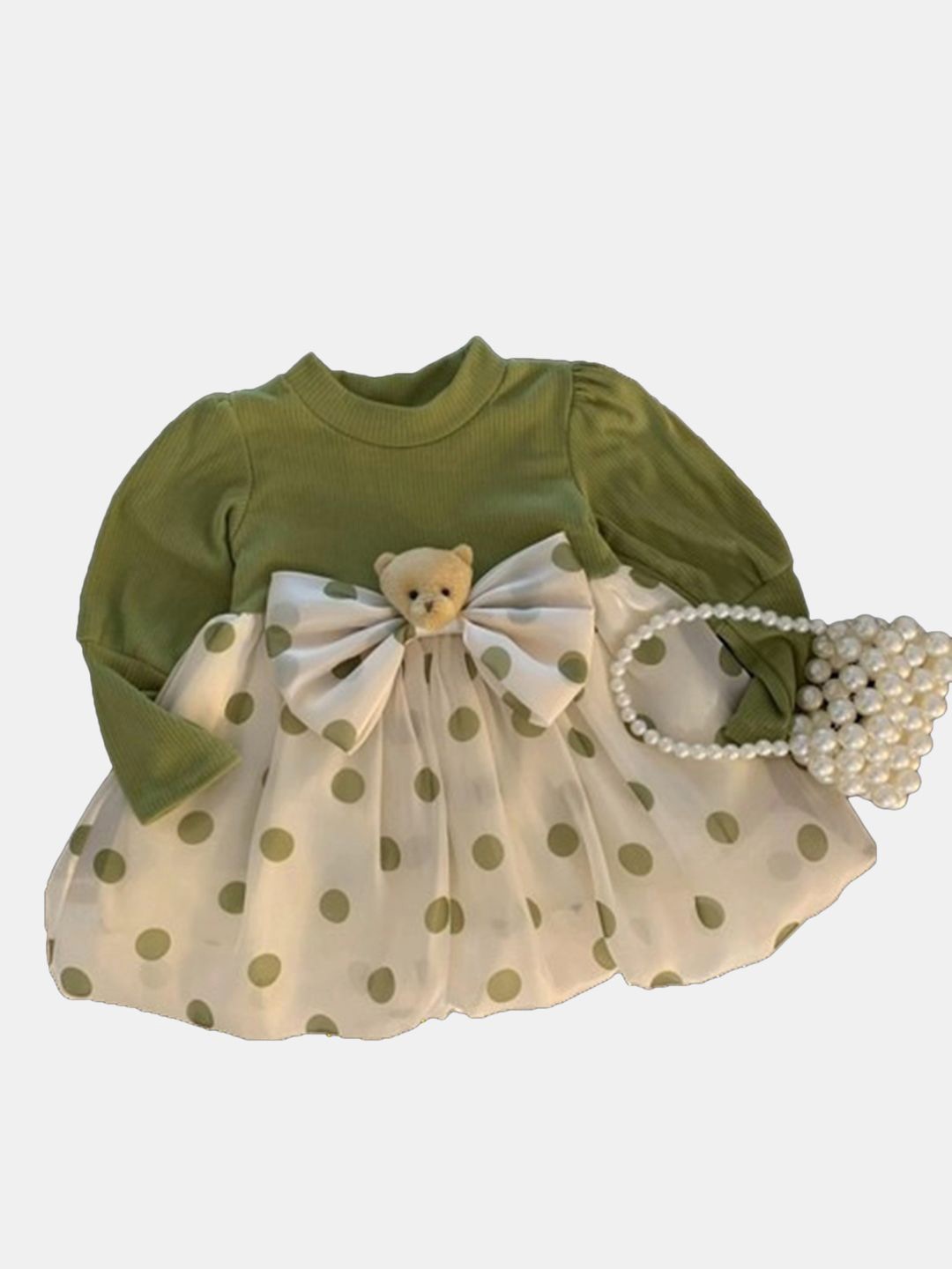 

YK Polka Dot Print Peplum Dress, Olive