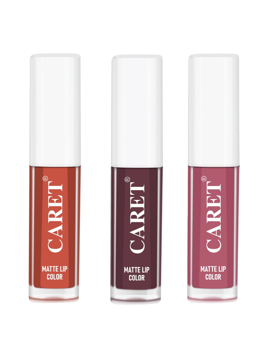 

CARET ORGANIC Set Of 3 Super-Pigmented Liquid Matte Lipsticks - 2 ml Each - 6 - 7 - 2, Orange