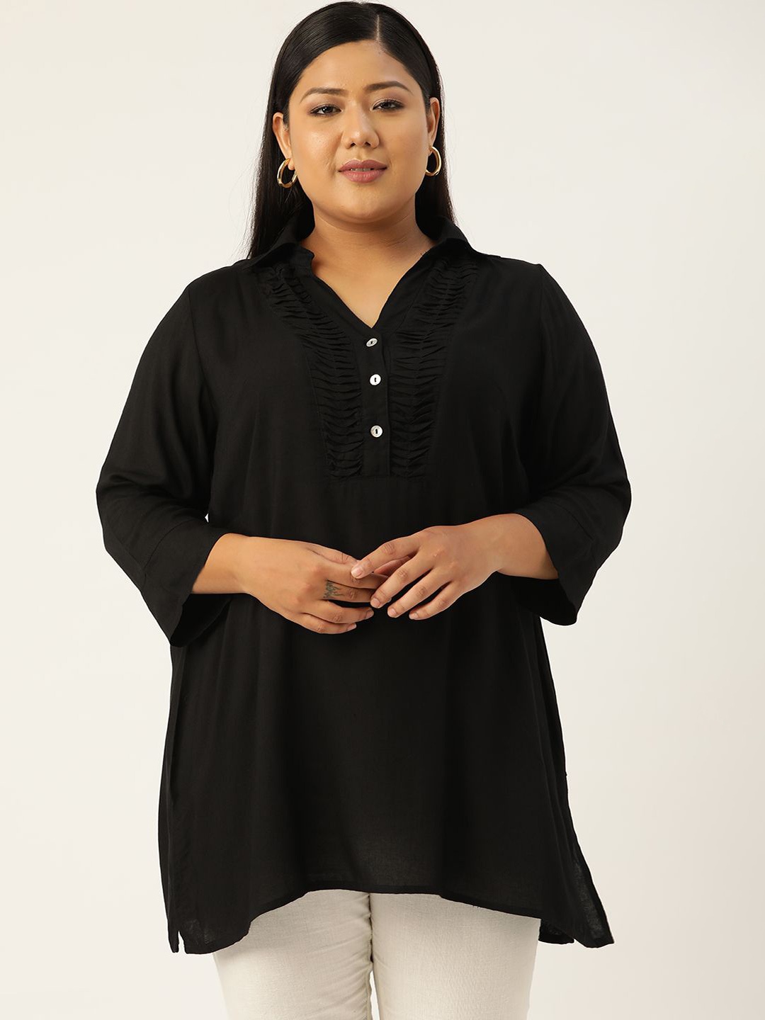 

theRebelinme Shirt Collar Tunic, Black