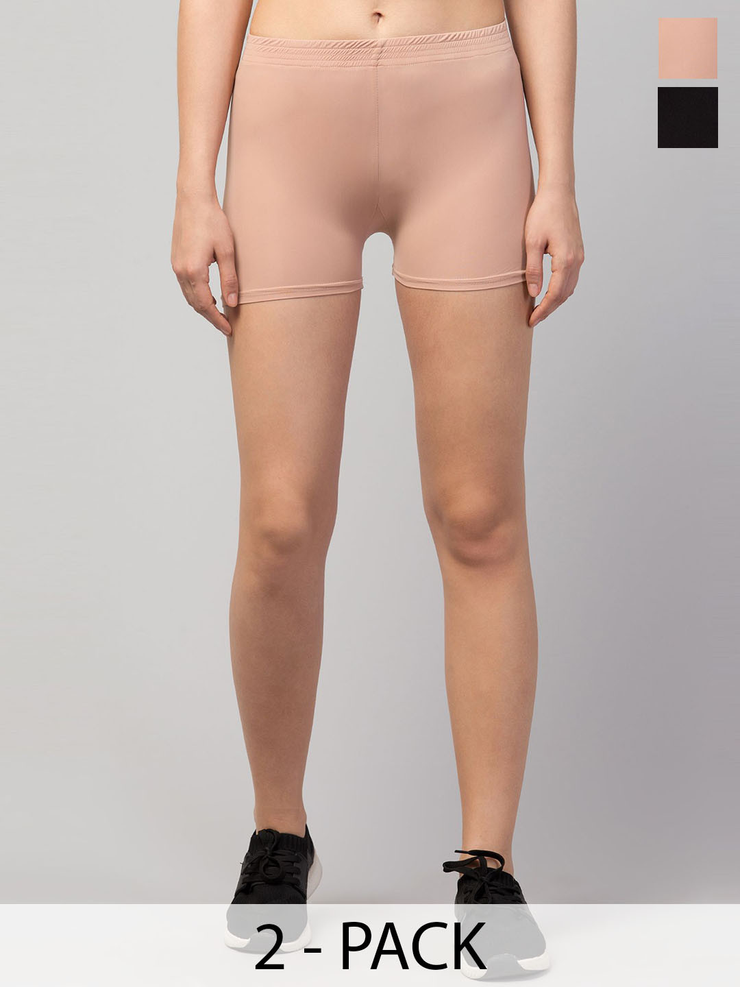 

ULLAS Pack Of 2 Mid-Rise Boy Shorts Briefs Dec24, Uls ACT-205,Black,Skin,,,XS-2, Beige