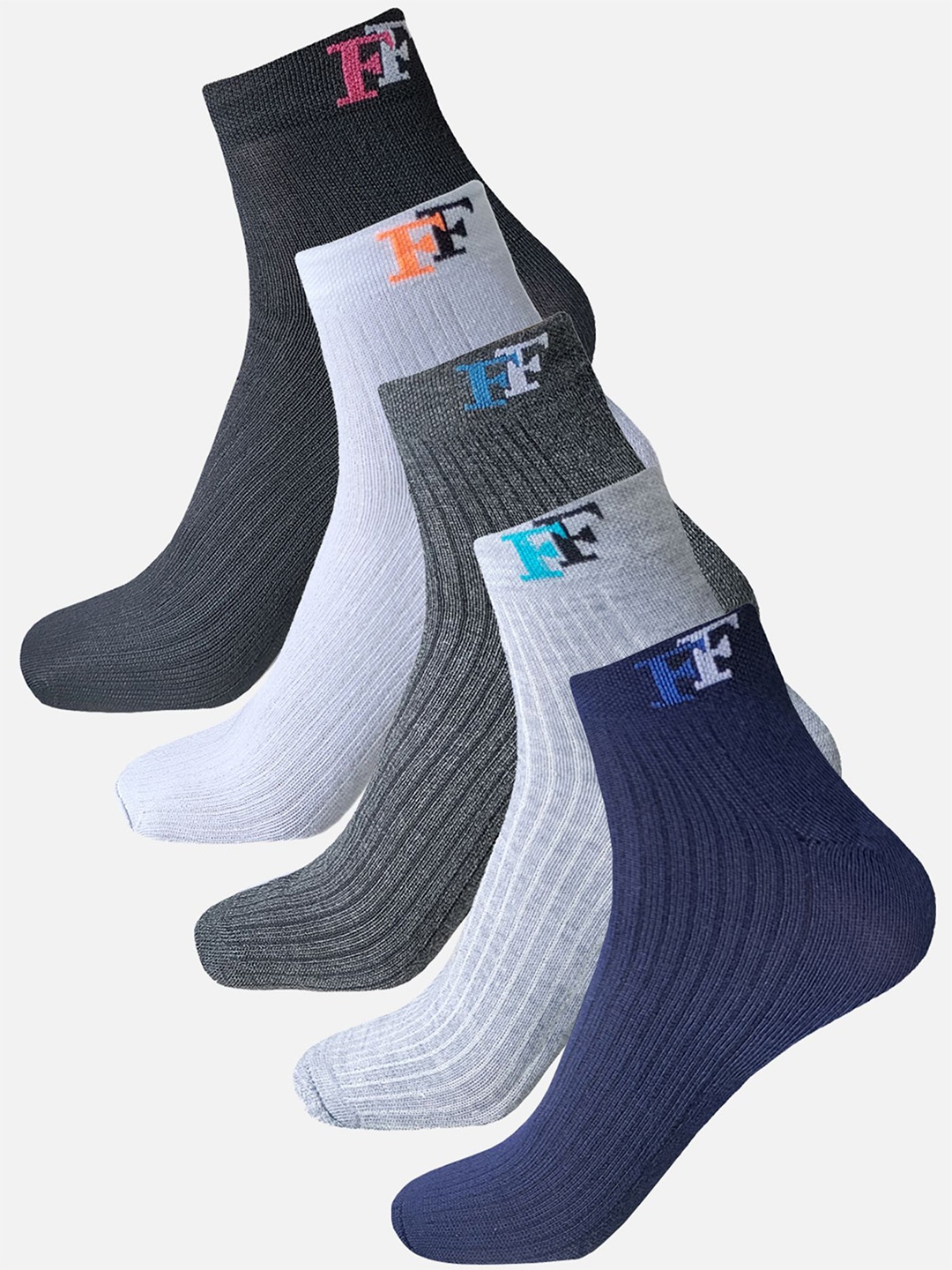 

StyFun Men Pack Of 5 Ankle-Length Socks, Black