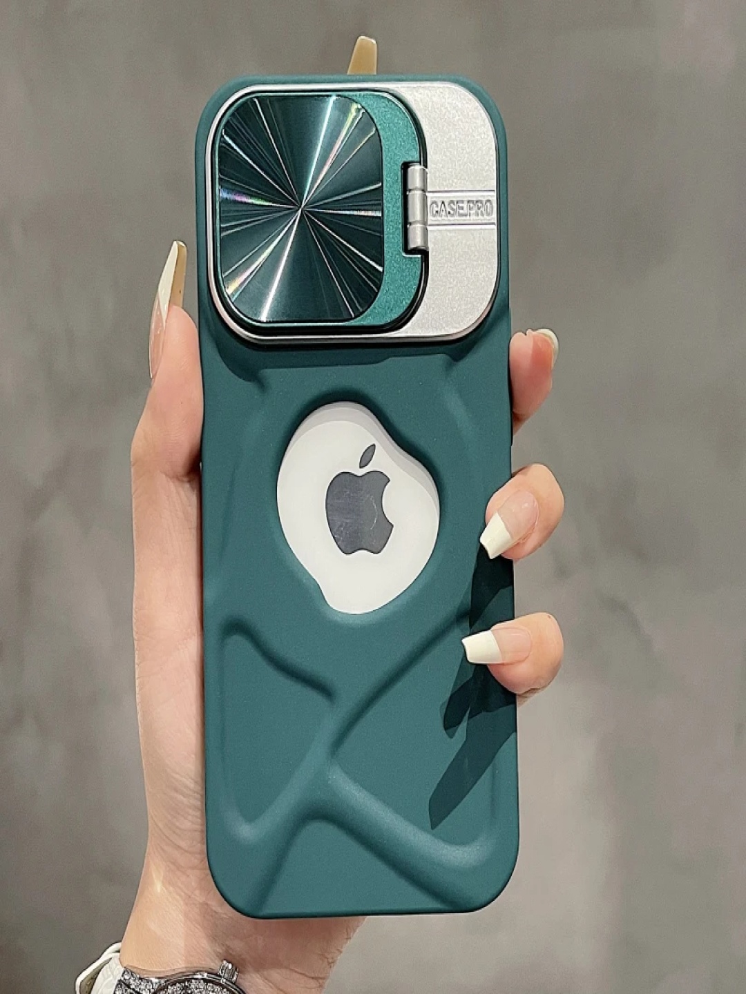 

Luxury Kase LK158 Solid iPhone 16 Pro Invisible Bracket Lens Protection Back Case, Green